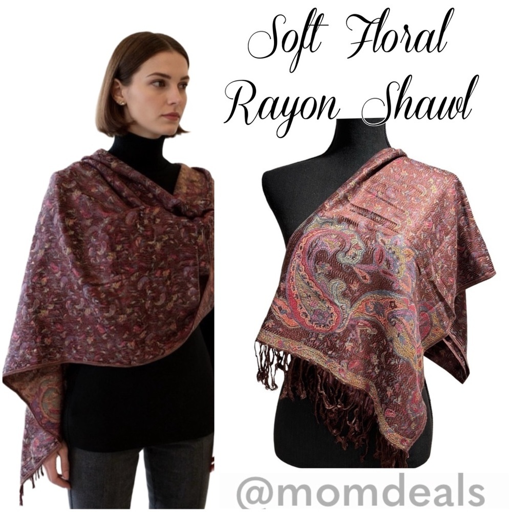 Elegant Shawl in Dark Maroon- Versatile Wrap, Scarf, Poncho, or Cape Soft Rayon